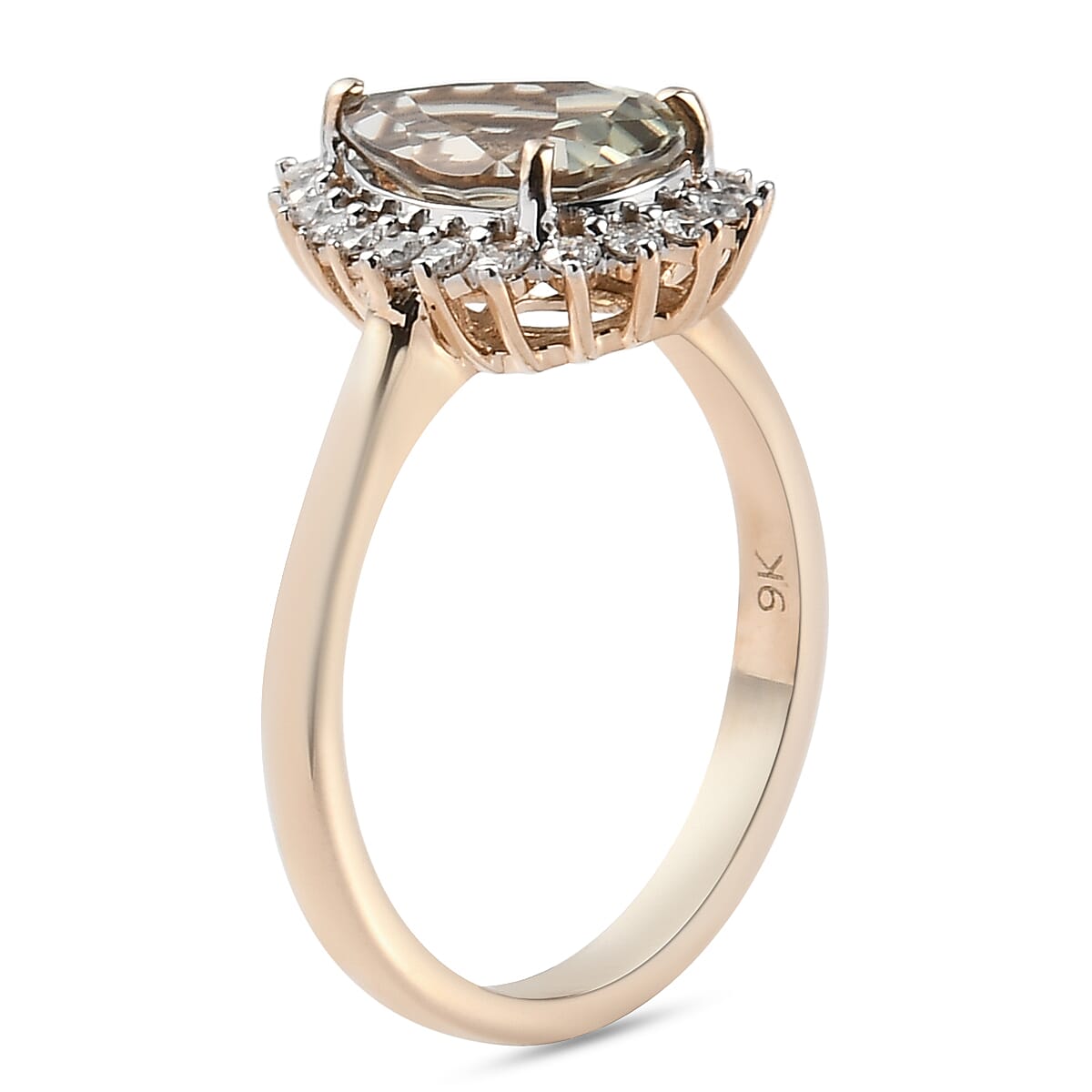 9K Yellow Gold Turkizite and Diamond Ring 2.19 Ct.