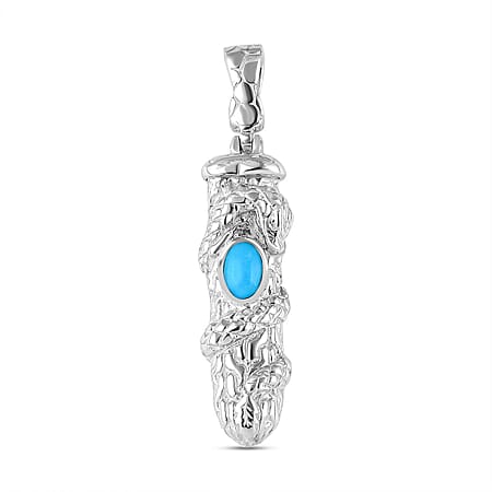 Royal Bali Collection - Handmade Sleeping Beauty Turquoise Pendant Sterling Silver