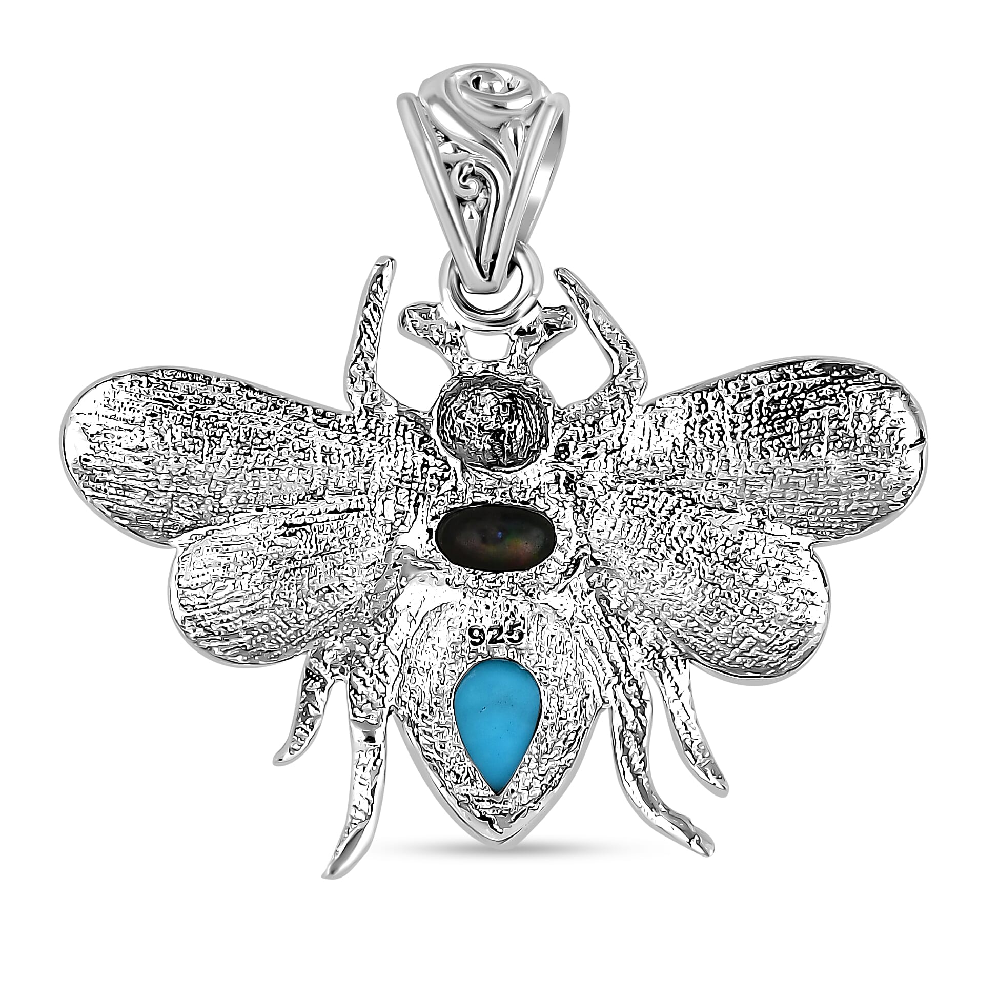 Royal Bali Collection - Handmade Sleeping Beauty Turquoise & Abalone Shell Pendant Sterling Silver 2.00 Ct, Silver Wt. 8.30 Gms. Royal Bali Collection - Handmade Sleeping Beauty Turquoise & Abalone Shell Pendant Sterling Silver 2.00 Ct, Silver Wt. 8.30 Gms.