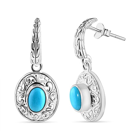 Royal Bali Collection - Handmade Sleeping Beauty Turquoise Earring with Push Back Sterling Silver 1.56 Ct.