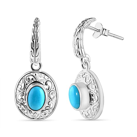 Sleeping Beauty Turquoise Earring with Push Back Sterling Silver 1.56 Ct.