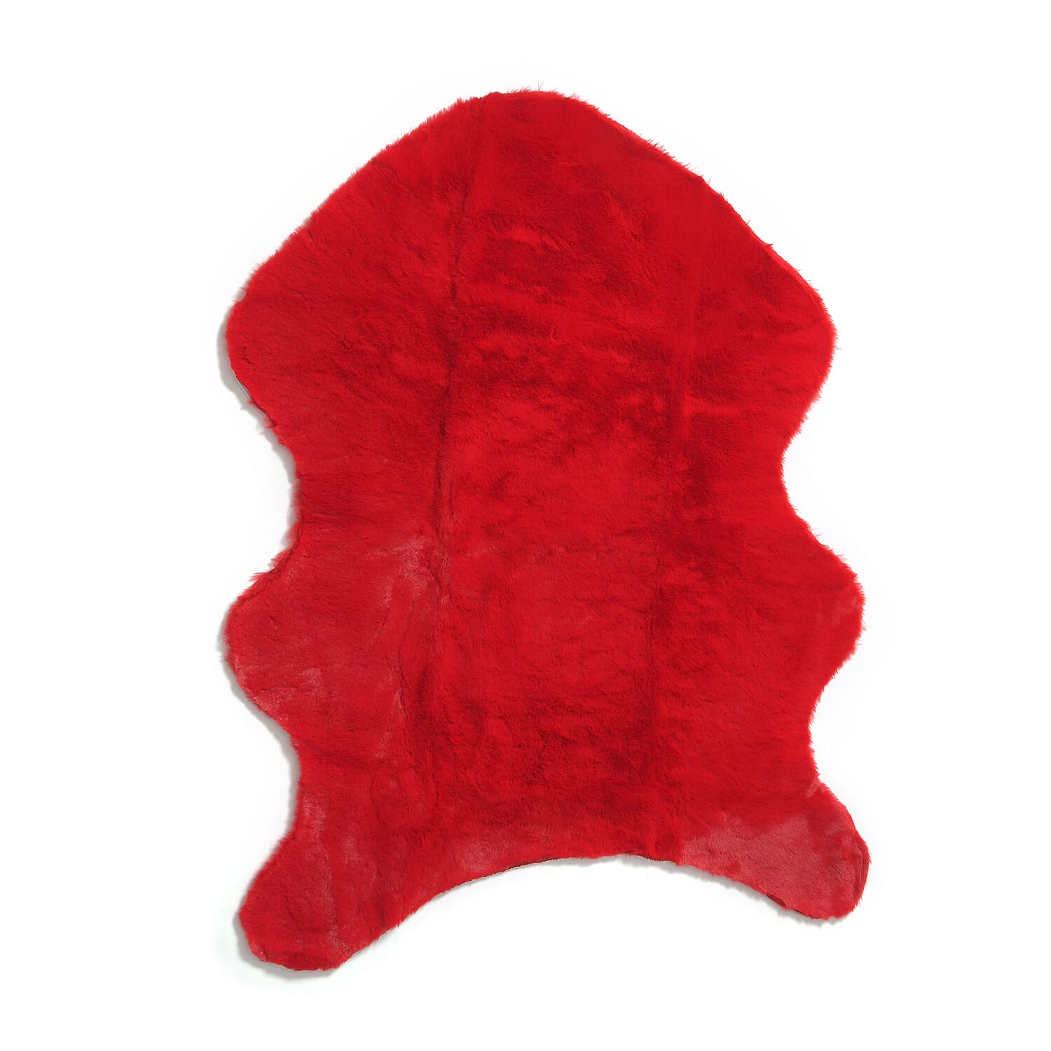 Faux Fur Rug and Door Mat (Size 120x90 cm) - Red