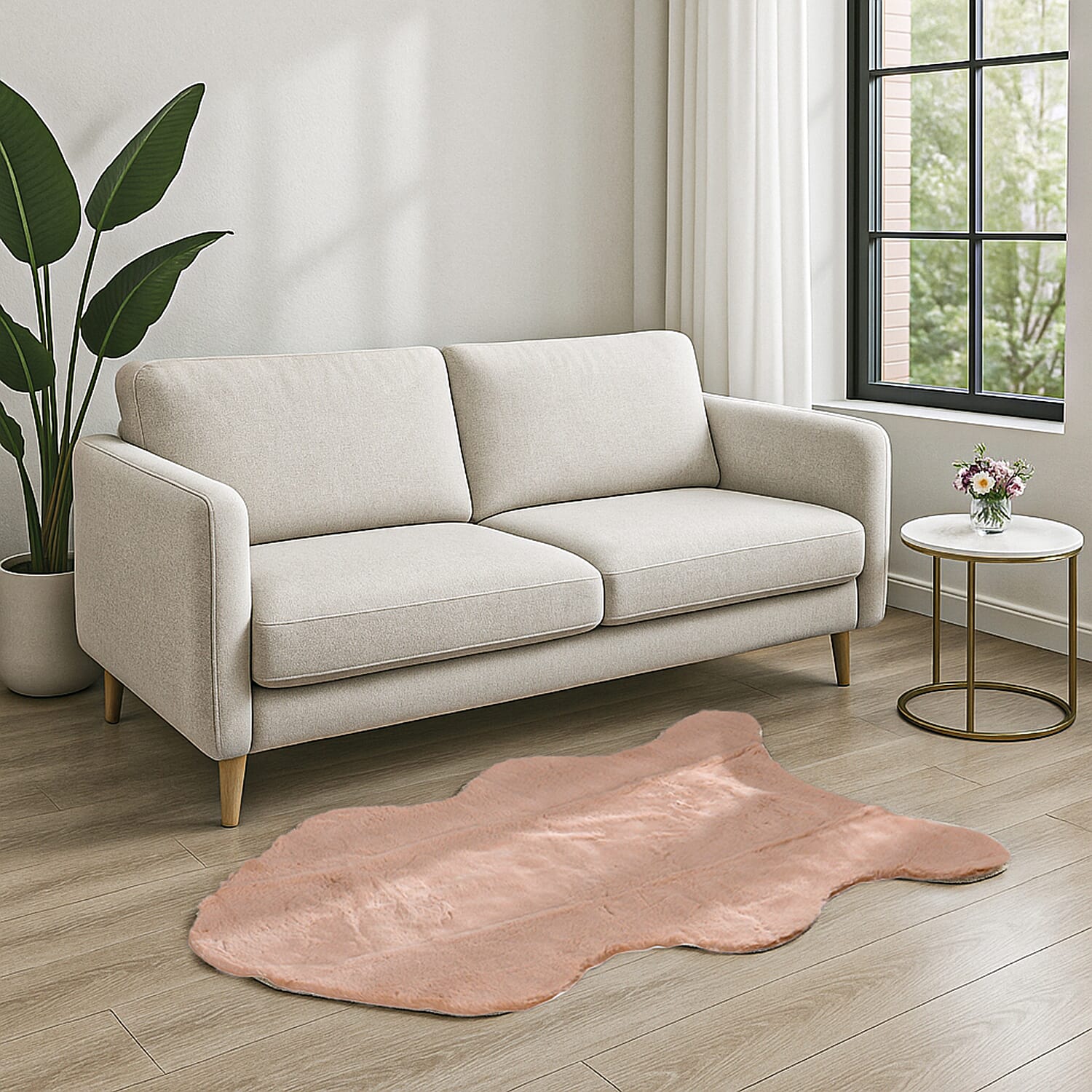 Luxury Faux Fur Rug (90x120cm) 1200 GSM- Light Brown