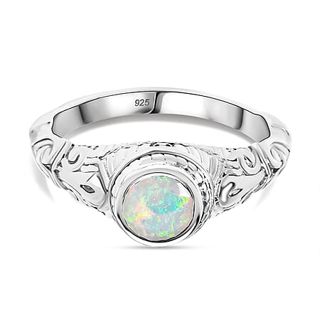 Royal Bali Collection - Ethiopian Opal Solitaire Ring in Sterling Silver