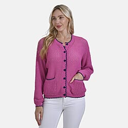 La Marey Elegant Knit Cardigan with Cream Trim