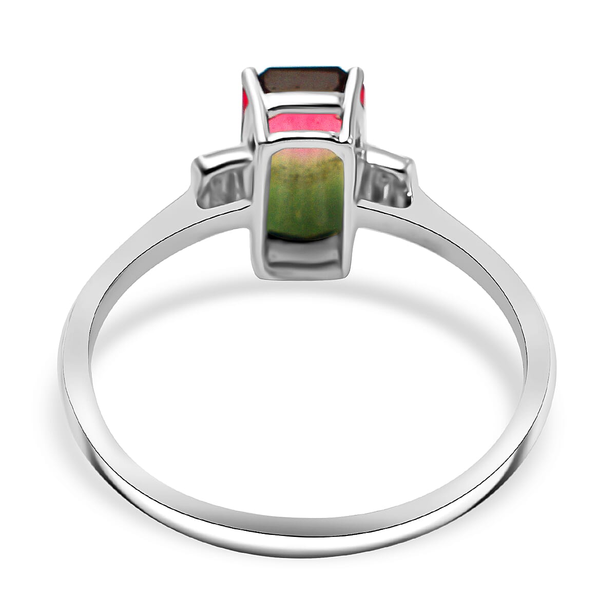 14K White Gold  AAA Bi-Color Tourmaline & Diamond  Ring Gold Wt. 2.23 Gms 1.61 Ct.