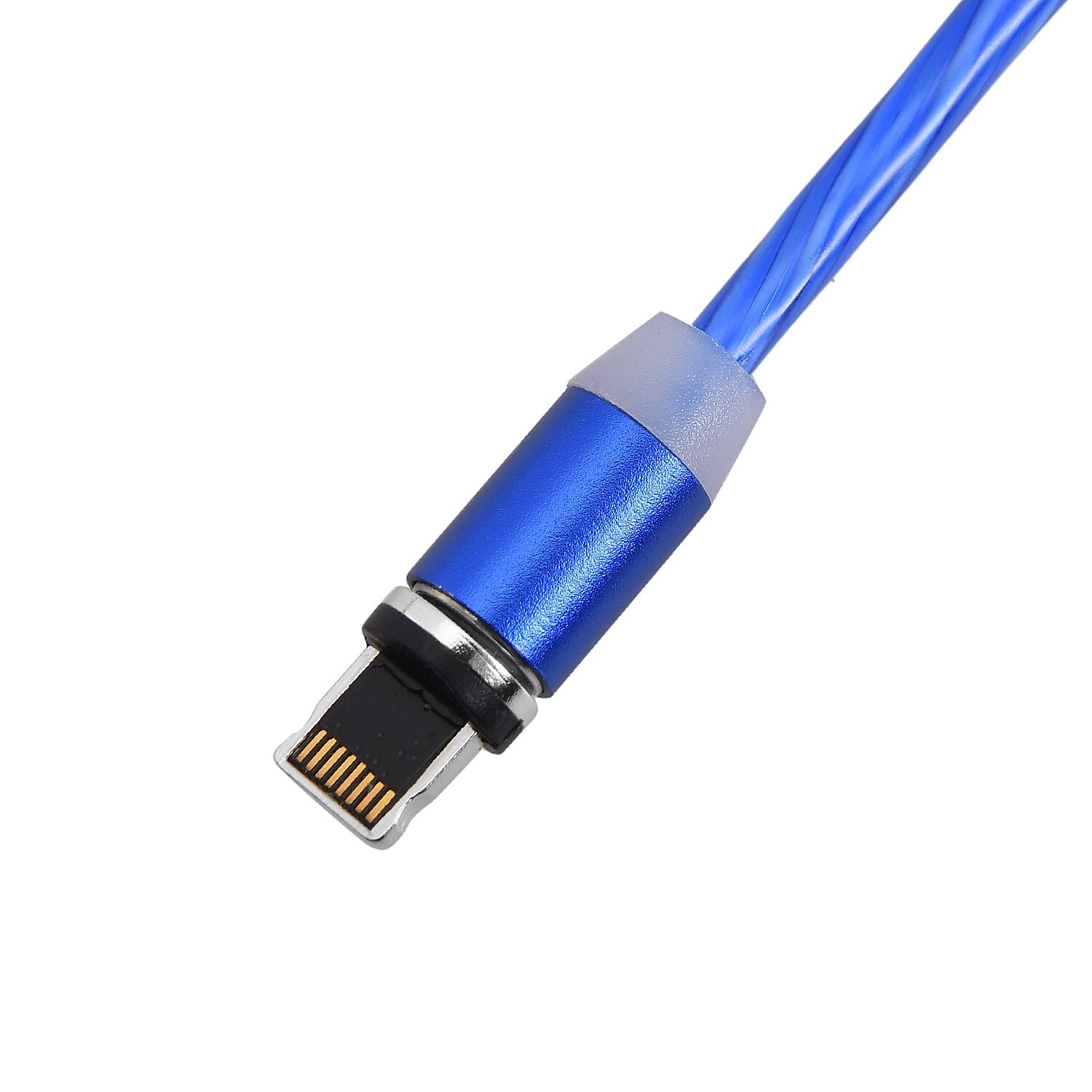 3 in 1 Magnetic Charging USB Cable with Flowing LED Light (Size 2x1 m) - Blue 3 in 1 Magnetic Charging USB Cable with Flowing LED Light (Size 2x1 m) - Blue