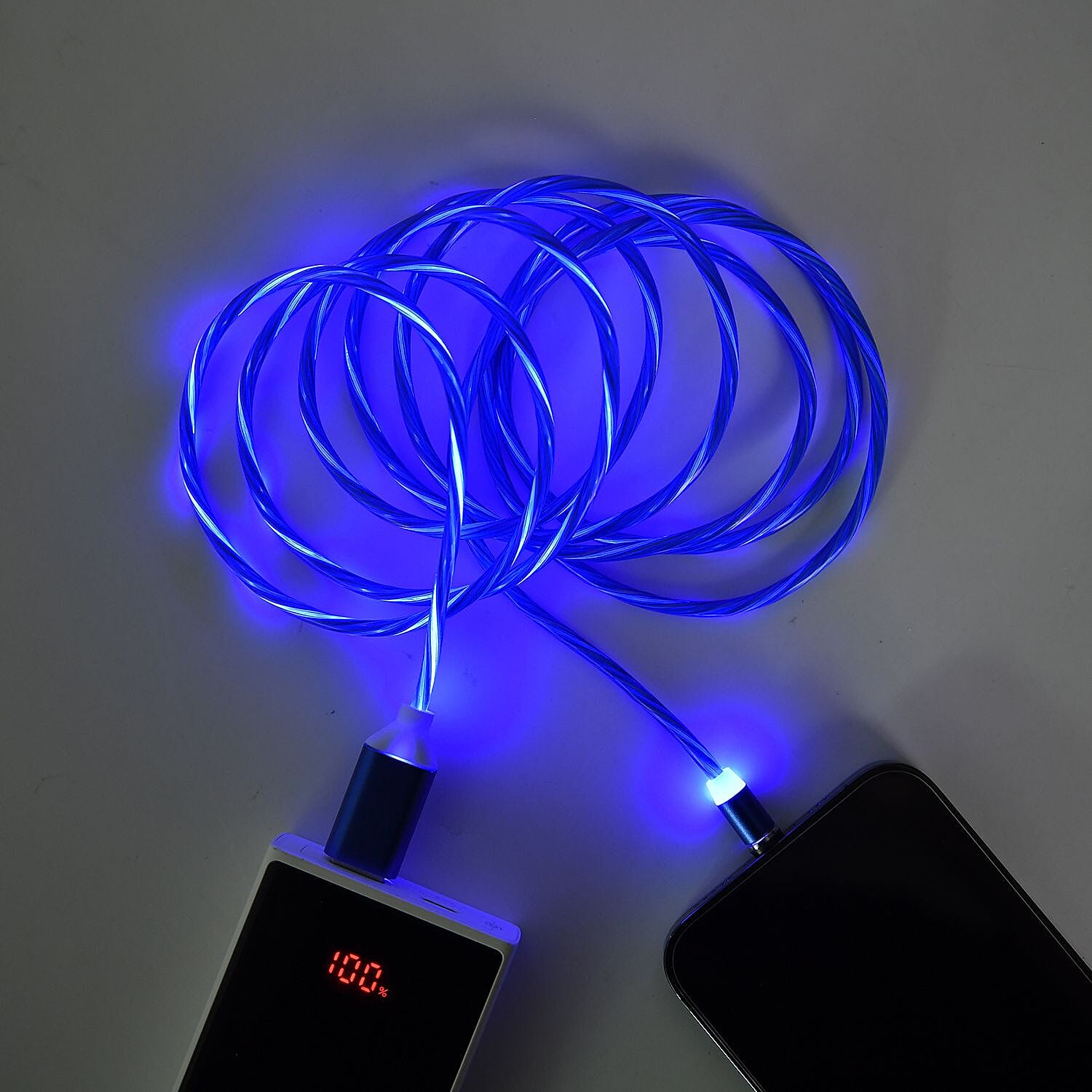 3 in 1 Magnetic Charging USB Cable with Flowing LED Light (Size 2x1 m) - Blue 3 in 1 Magnetic Charging USB Cable with Flowing LED Light (Size 2x1 m) - Blue