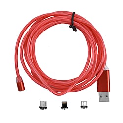 3 in 1 Magnetic Charging USB Cable with Flowing LED Light (Size 2x1 m) - Blue