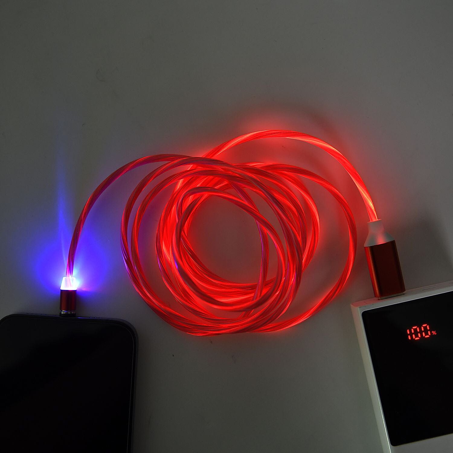 3 in 1 Magnetic Charging USB Cable with Flowing LED Light (Size 2x1 m) - Red 3 in 1 Magnetic Charging USB Cable with Flowing LED Light (Size 2x1 m) - Red