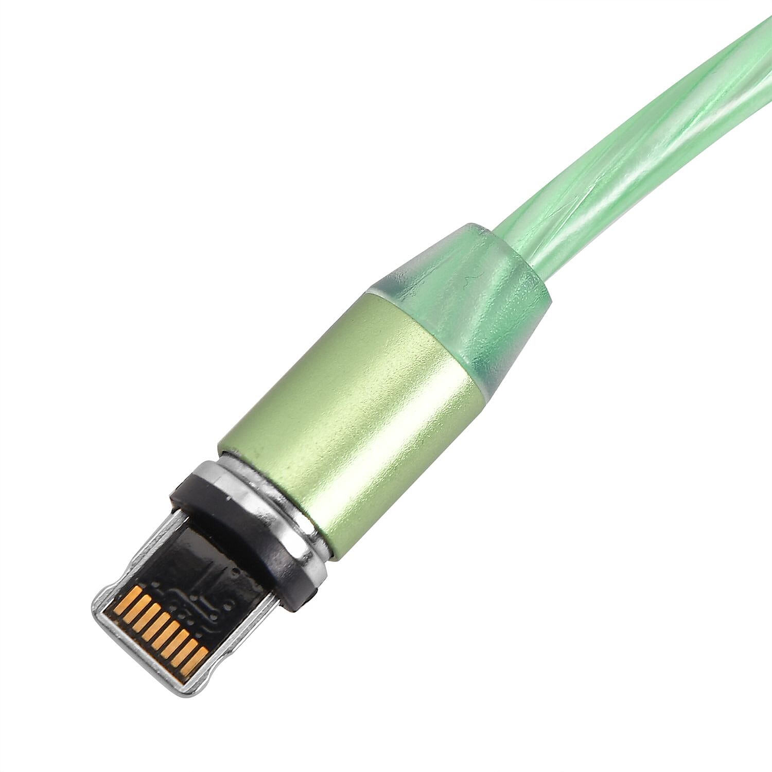 3 in 1 Magnetic Charging USB Cable with Flowing LED Light (Size 2x1 m) - Green 3 in 1 Magnetic Charging USB Cable with Flowing LED Light (Size 2x1 m) - Green