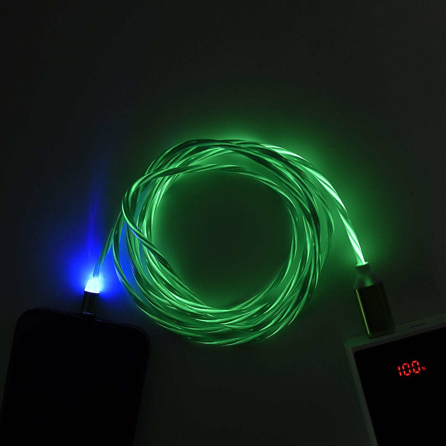 3 in 1 Magnetic Charging USB Cable with Flowing LED Light (Size 2x1 m) - Green 3 in 1 Magnetic Charging USB Cable with Flowing LED Light (Size 2x1 m) - Green