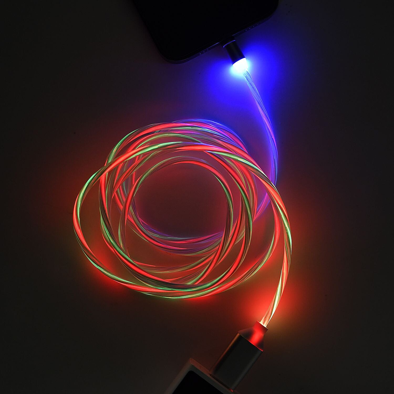 3 in 1 Magnetic Charging USB Cable with Flowing LED Light (Size 2x1 m) - White 3 in 1 Magnetic Charging USB Cable with Flowing LED Light (Size 2x1 m) - White