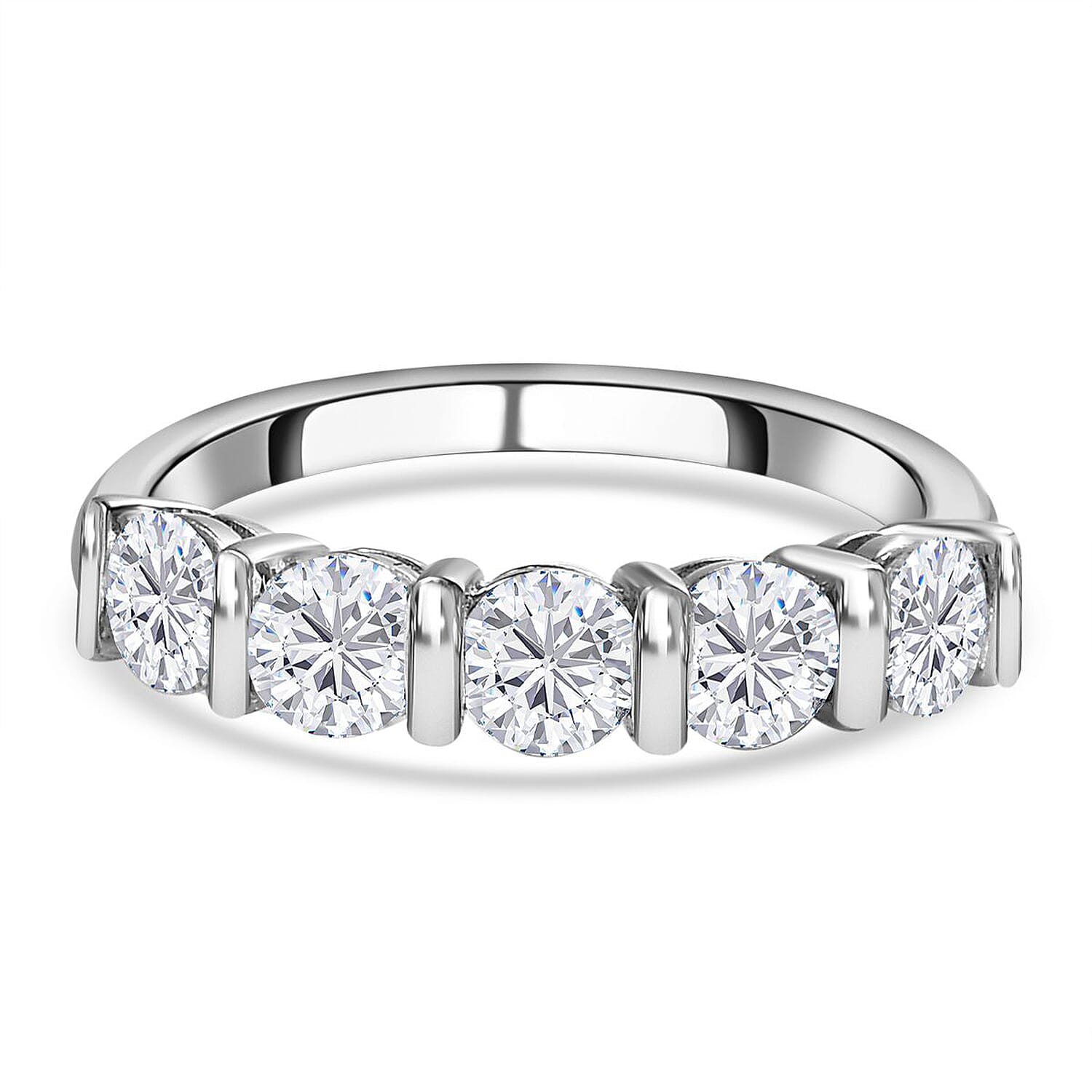 LUXURIANT 1.25 Ct. Lab Grown Diamond 5 Stone Ring in 950 Platinum, SGL Certified
