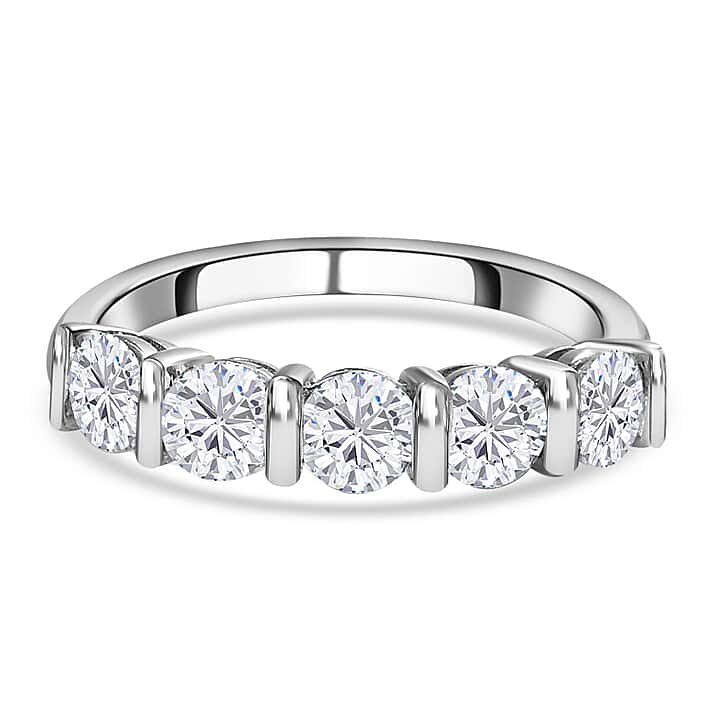 LUXURIANT 1.25 Ct. Lab Grown Diamond 5 Stone Ring in 950 Platinum, SGL Certified