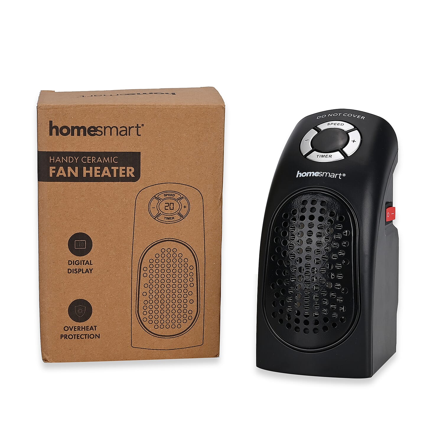 Brand New- Must Have - Homesmart Handy Fan Heater Temperature & Timer Control with LED BS plug (Power 400W) - Black Brand New- Must Have - Homesmart Handy Fan Heater Temperature & Timer Control with LED BS plug (Power 400W) - Black