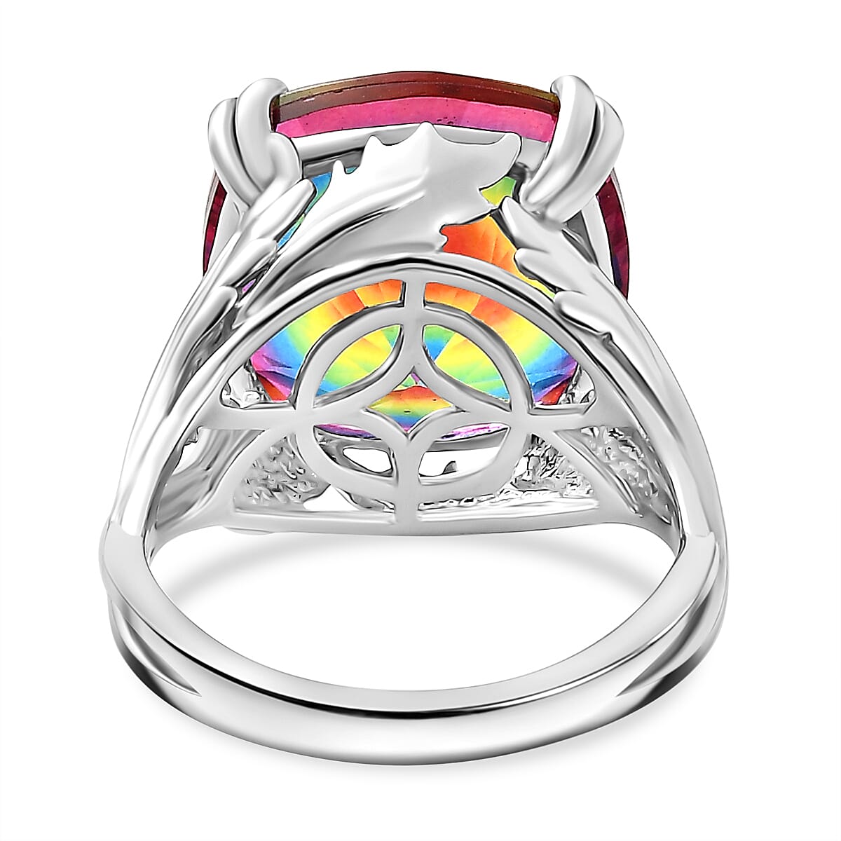 TJC Launch Nebula Quartz Doublet Solitaire Ring in Rodium Overlay Sterling Silver 11.06 Ct. TJC Launch Nebula Quartz Doublet Solitaire Ring in Rodium Overlay Sterling Silver 11.06 Ct.