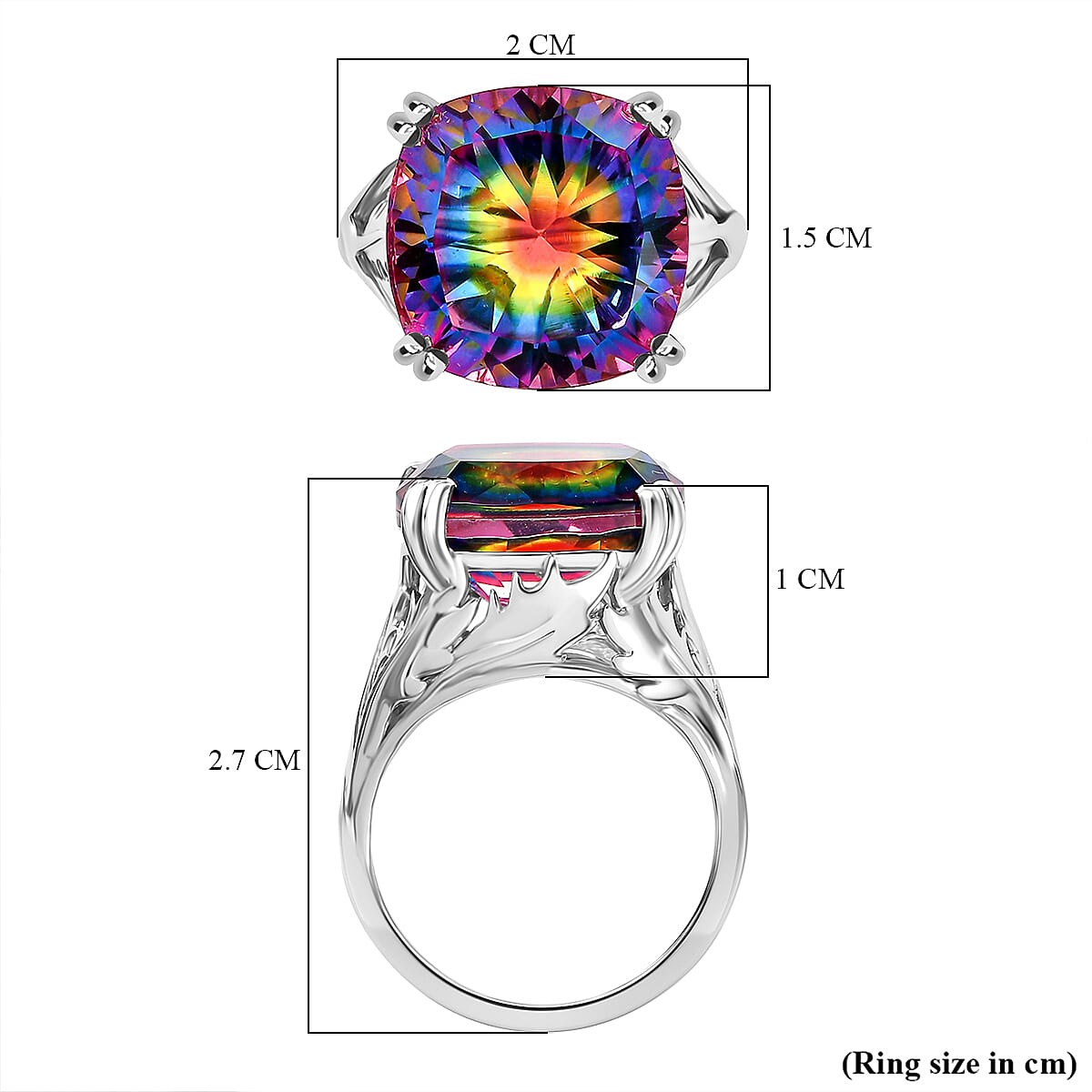 TJC Launch Nebula Quartz Doublet Solitaire Ring in Rodium Overlay Sterling Silver 11.06 Ct. TJC Launch Nebula Quartz Doublet Solitaire Ring in Rodium Overlay Sterling Silver 11.06 Ct.