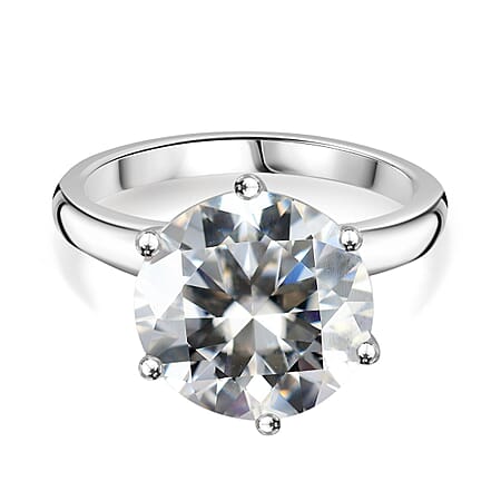 RED CARPET COLLECTION - The Ultimate 5 Ct Solitaire Moissanite Ring (120 Facets) in Platinum Overaly Sterling Silver