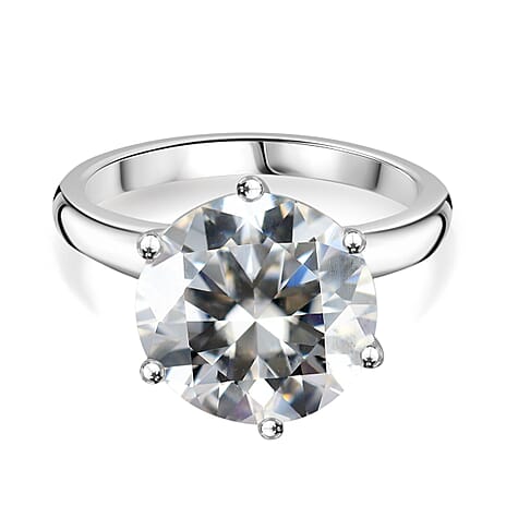 RED CARPET COLLECTION - The Ultimate Solitaire Moissanite Ring in Rhodium Overaly Sterling Silver 5.28 ct