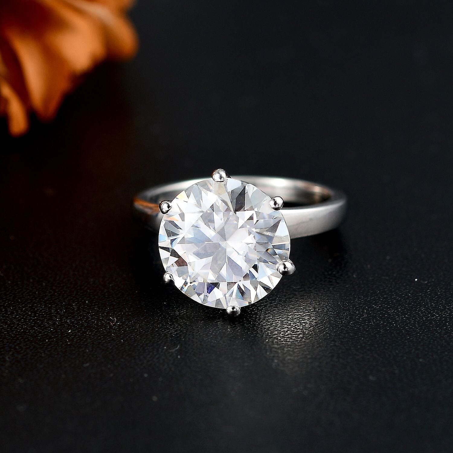 RED CARPET COLLECTION - The Ultimate Solitaire Moissanite Ring in Rhodium Overaly Sterling Silver 5.28 ct