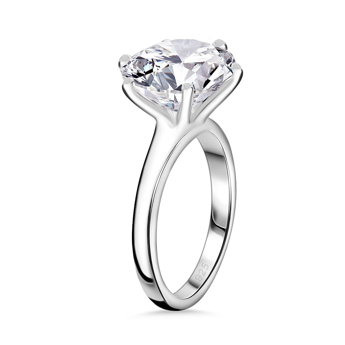 RED CARPET COLLECTION - The Ultimate Solitaire Moissanite Ring in Rhodium Overaly Sterling Silver 5.28 ct