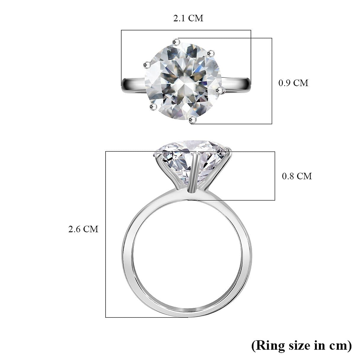 RED CARPET COLLECTION - The Ultimate Solitaire Moissanite Ring in Rhodium Overaly Sterling Silver 5.28 ct