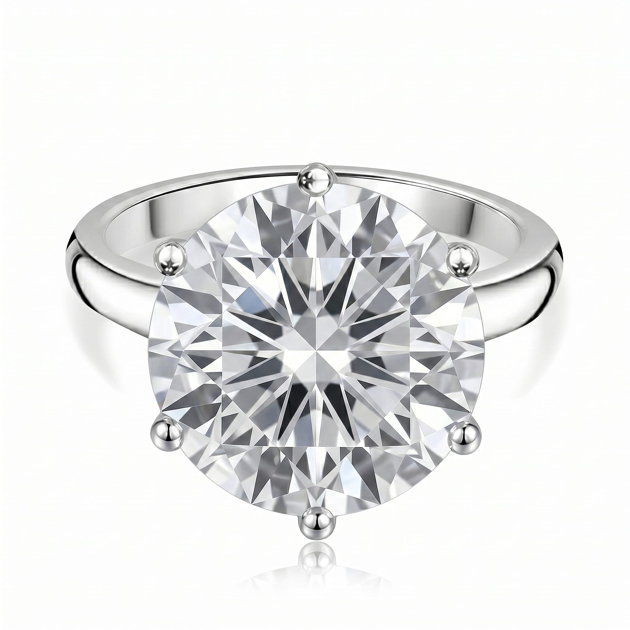RED CARPET COLLECTION - The Ultimate 5 Ct Solitaire Moissanite Ring (120 Facets) in Platinum Overaly Sterling Silver