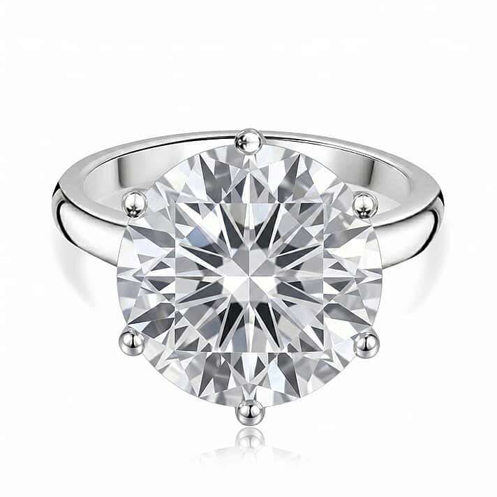 RED CARPET COLLECTION - The Ultimate 5 Ct Solitaire Moissanite Ring (120 Facets) in Platinum Overaly Sterling Silver
