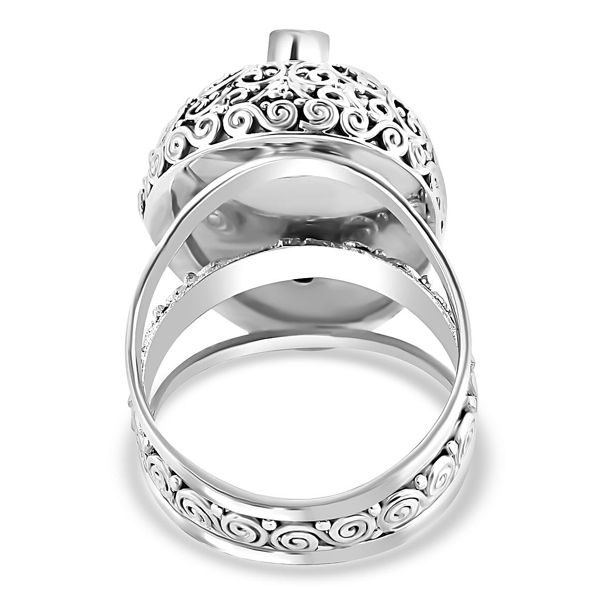 Royal Bali - Princess Collection Ox Bone & Ruby Ring in Sterling Silver, Silver Wt. 13.76 Gms.