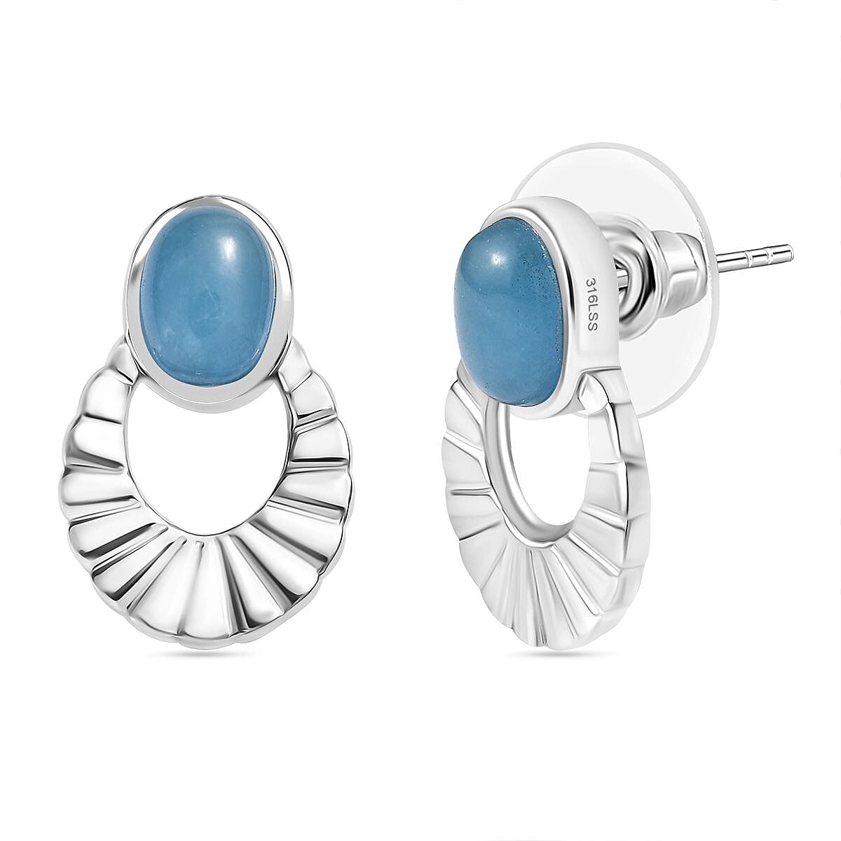 Blue Jadeite Earrings With Push Back 3.31 Ct.