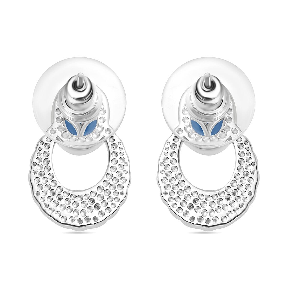 Blue Jadeite Earrings With Push Back 3.31 Ct.