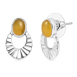 Dyed Yellow Jade Fancy Earrings in Stainless Steel 3.13 Ct.
