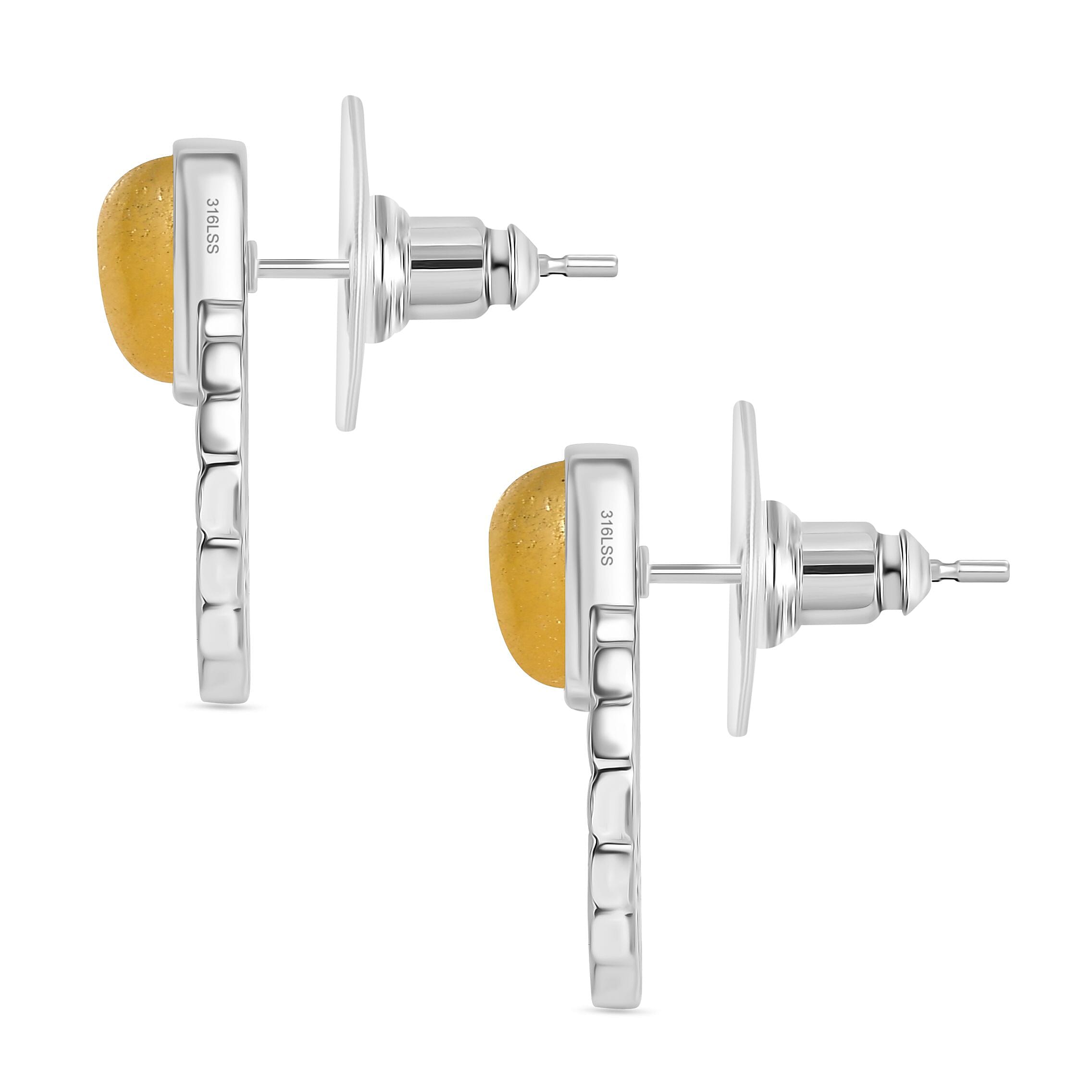 Yellow Jadeite Earring With Push Backs 3.13 Ct