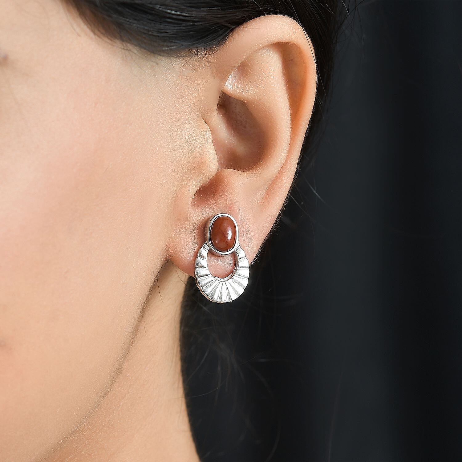 Red Jadeite Earrings With Push Backs 3.32 Ct.
