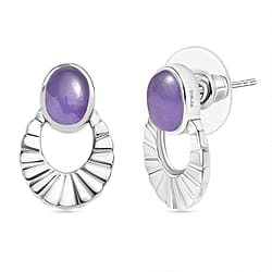 Dyed Yellow Jade Fancy Earrings in Stainless Steel 3.13 Ct.