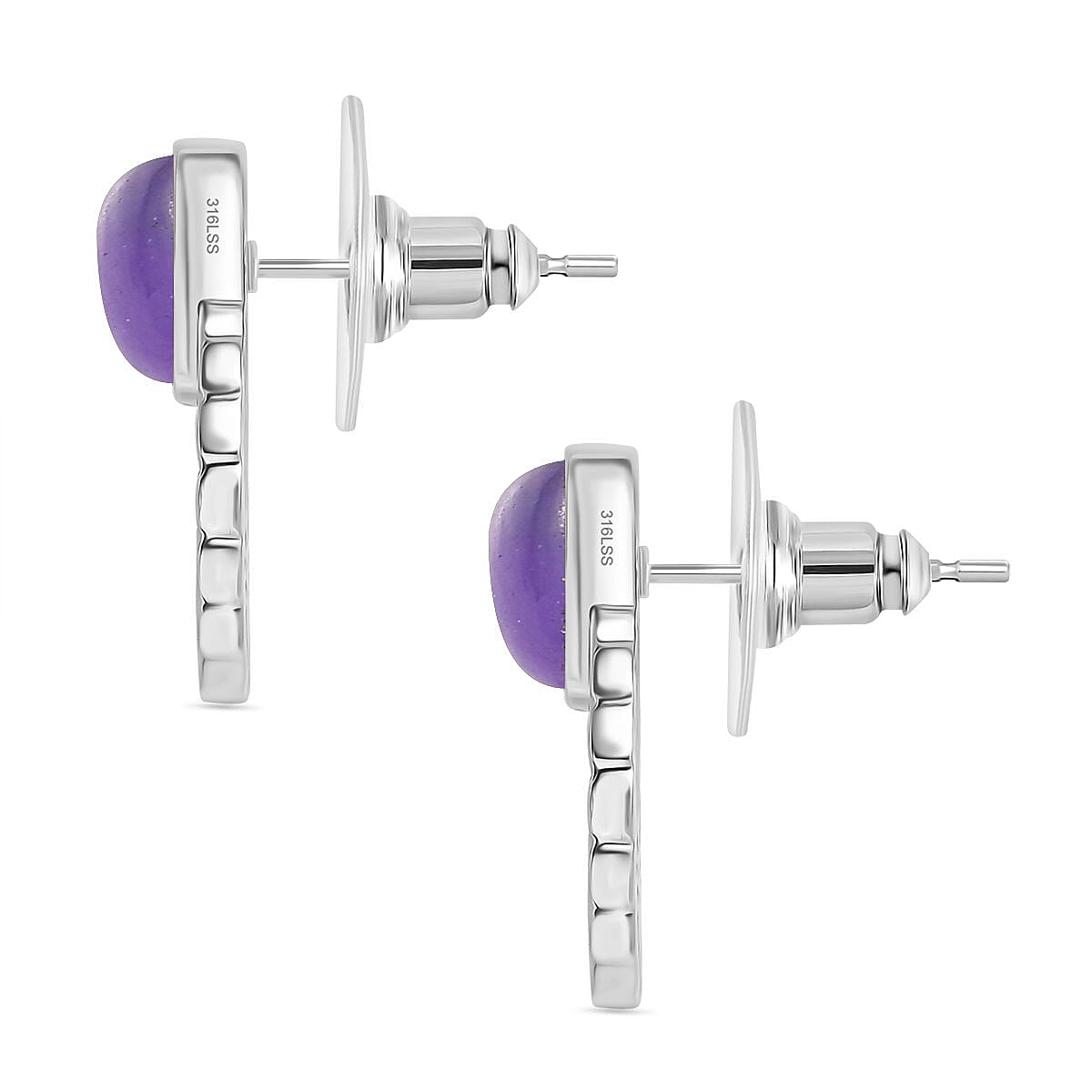 Purple Jadeite Earrings With Push Back 2.96 Ct.