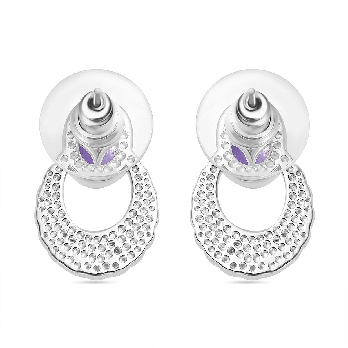 Purple Jadeite Earrings With Push Back 2.96 Ct.