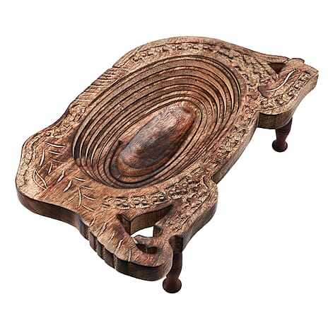 Elephant Shape Hand Carved Wooden Spring Tray with Small Legs  35cm (L) x 19.5cm (W) x 9.5cm (H)