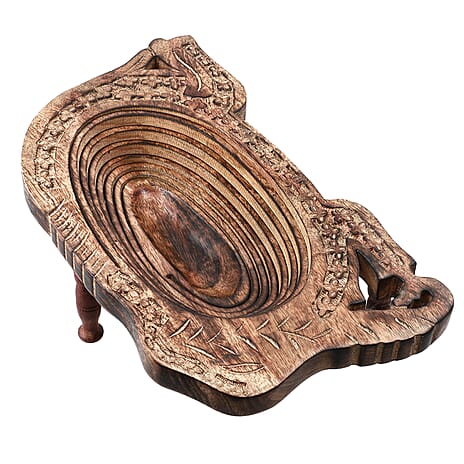 Elephant Shape Hand Carved Wooden Spring Tray with Small Legs  35cm (L) x 19.5cm (W) x 9.5cm (H)
