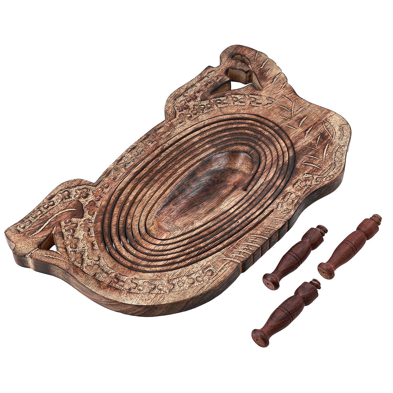Elephant Shape Hand Carved Wooden Spring Tray with Small Legs 35cm (L) x 19.5cm (W) x 9.5cm (H) Elephant Shape Hand Carved Wooden Spring Tray with Small Legs 35cm (L) x 19.5cm (W) x 9.5cm (H)