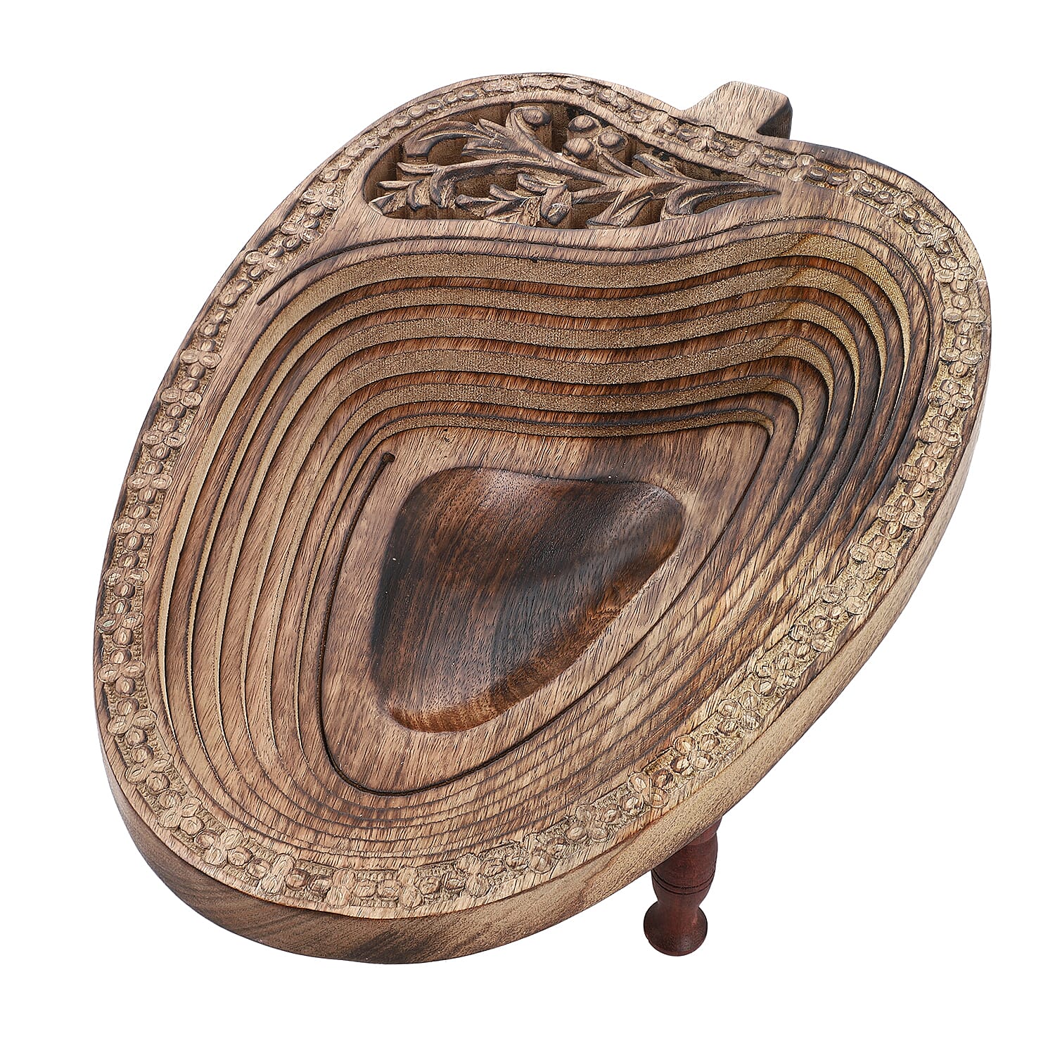 Mango Shape Hand Carved Wooden Spring Tray with Small Legs 35cm (L) x 19.5cm (W) x 9.5cm (H