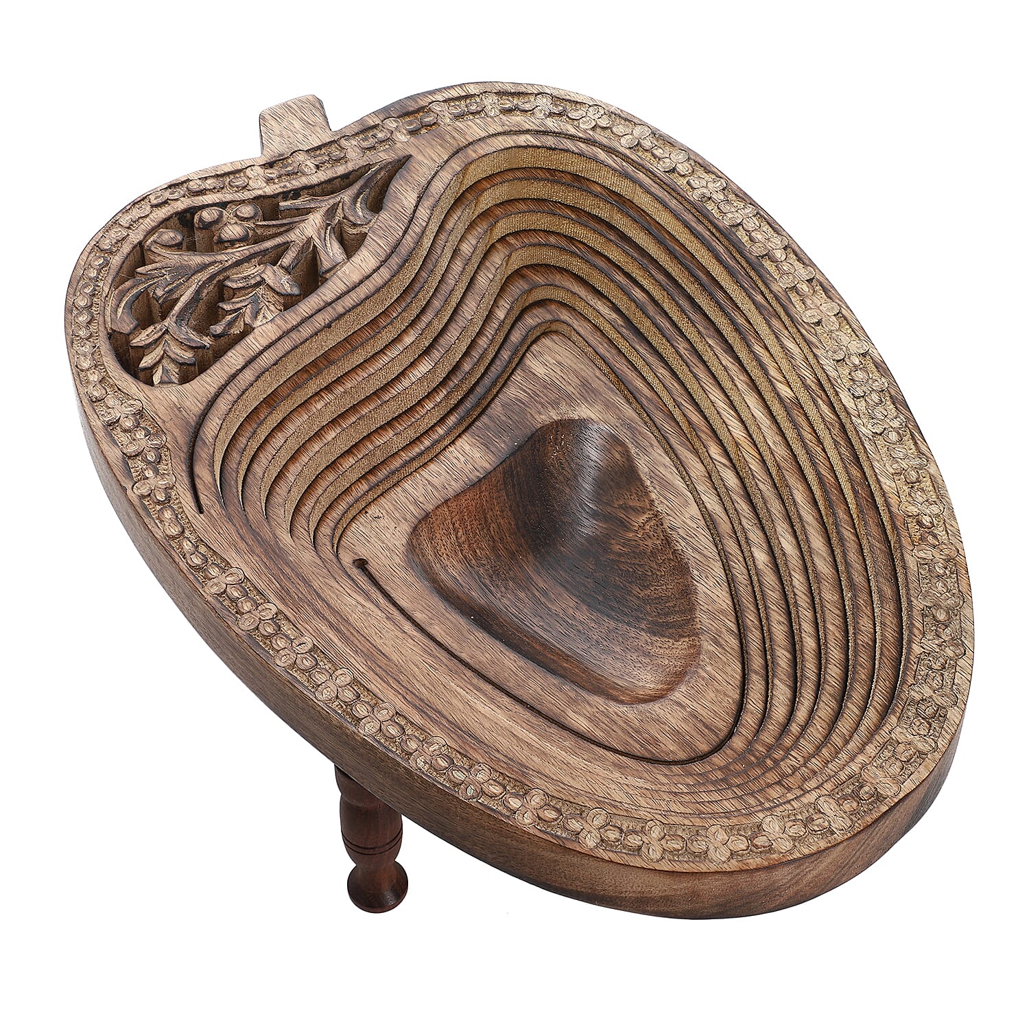 Mango Shape Hand Carved Wooden Spring Tray with Small Legs 35cm (L) x 19.5cm (W) x 9.5cm (H