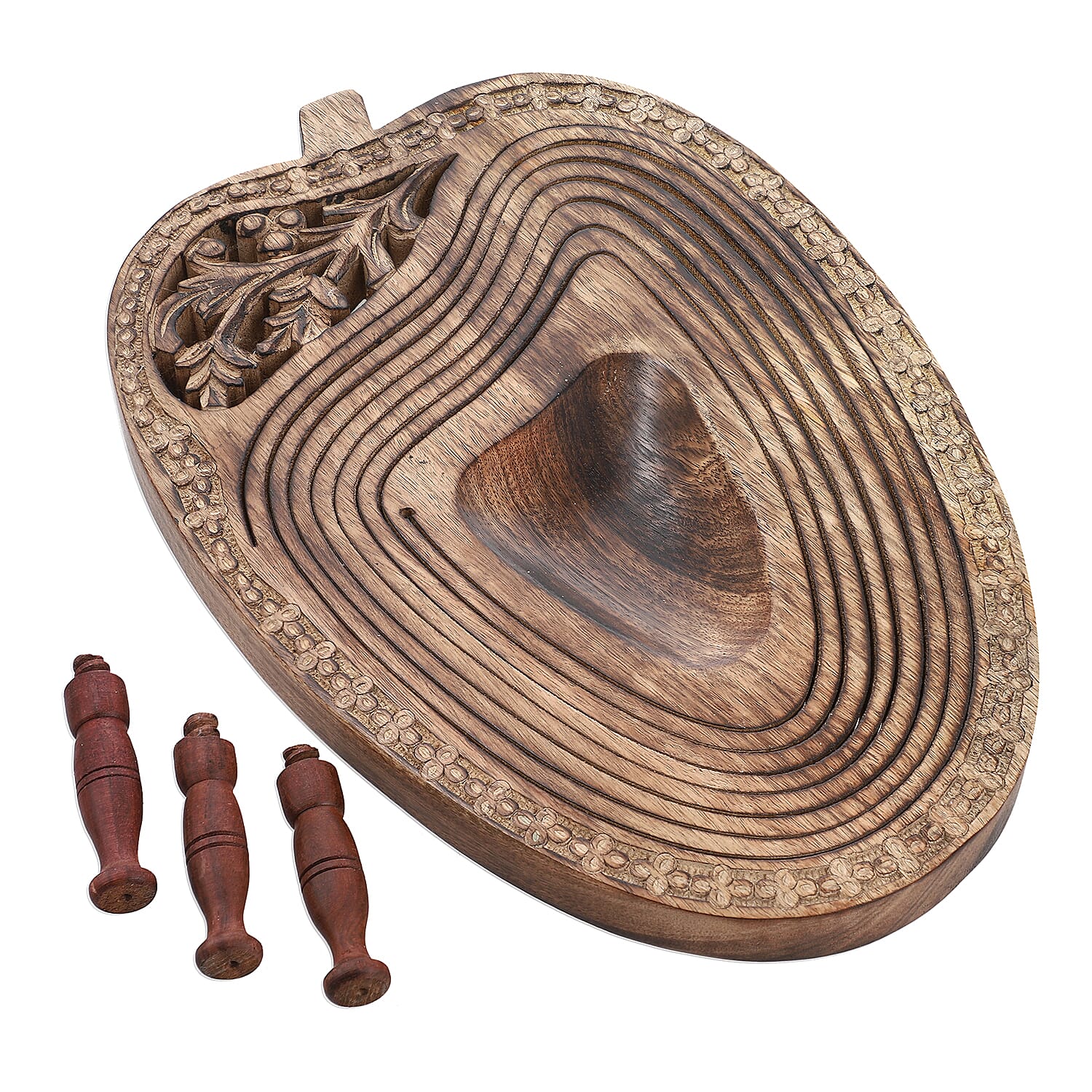 Mango Shape Hand Carved Wooden Spring Tray with Small Legs 35cm (L) x 19.5cm (W) x 9.5cm (H
