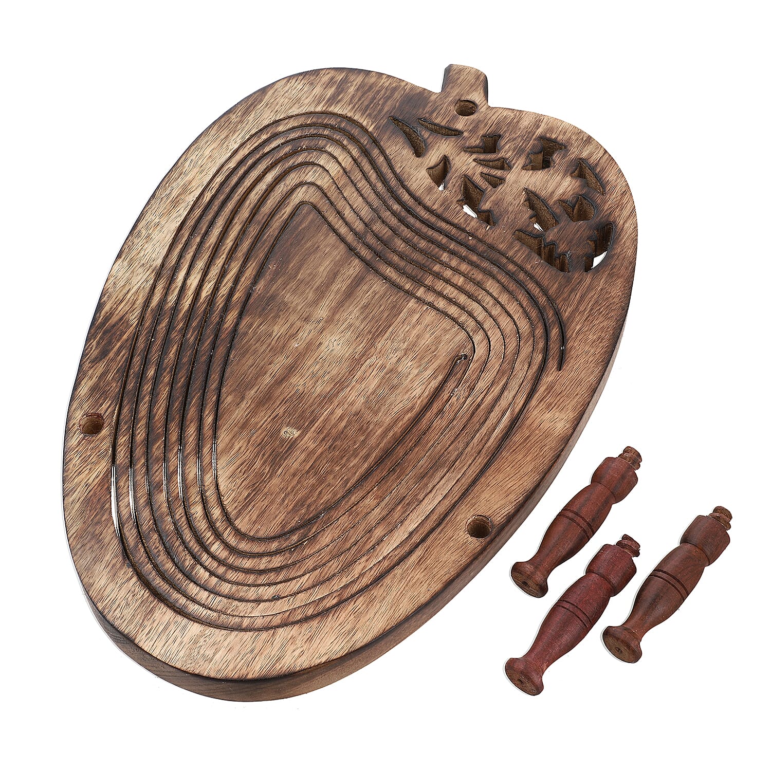 Mango Shape Hand Carved Wooden Spring Tray with Small Legs 35cm (L) x 19.5cm (W) x 9.5cm (H