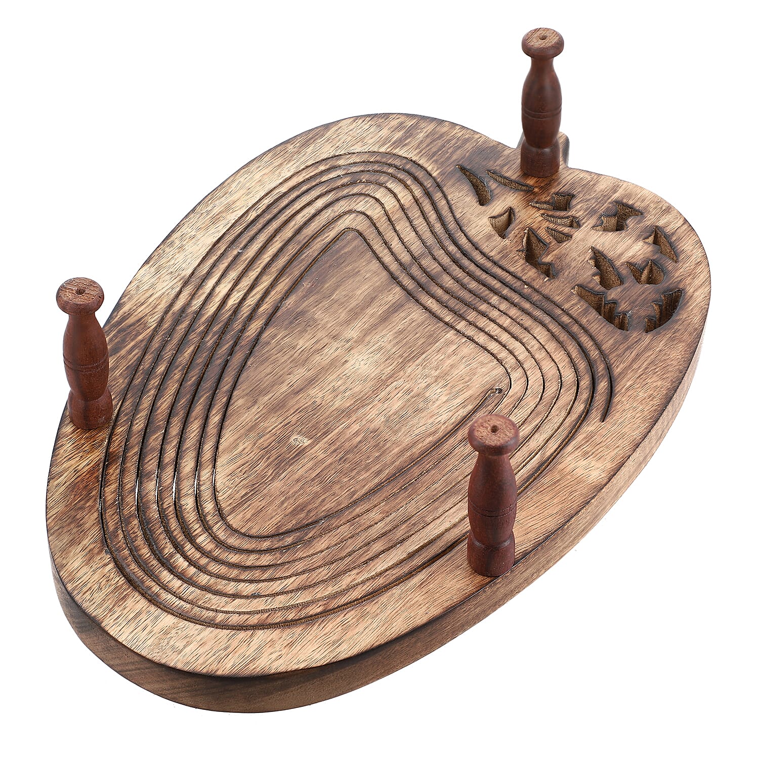 Mango Shape Hand Carved Wooden Spring Tray with Small Legs 35cm (L) x 19.5cm (W) x 9.5cm (H