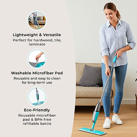 Alpina Spray Mop Inc. Washable Microfiber Cleaning Pad & 300ml Tank. Suitable for Tile, Vinyl, Lino, Glass, Hardwood, Laminate & So Much More!