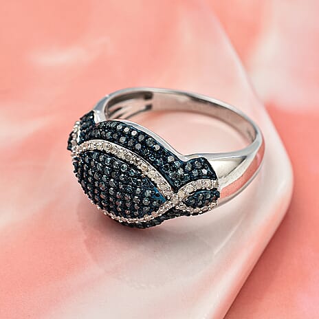 Red Carpet Collection - Blue and White Diamond Ring in Platinum Overlay Sterling Silver 1.00 Ct.