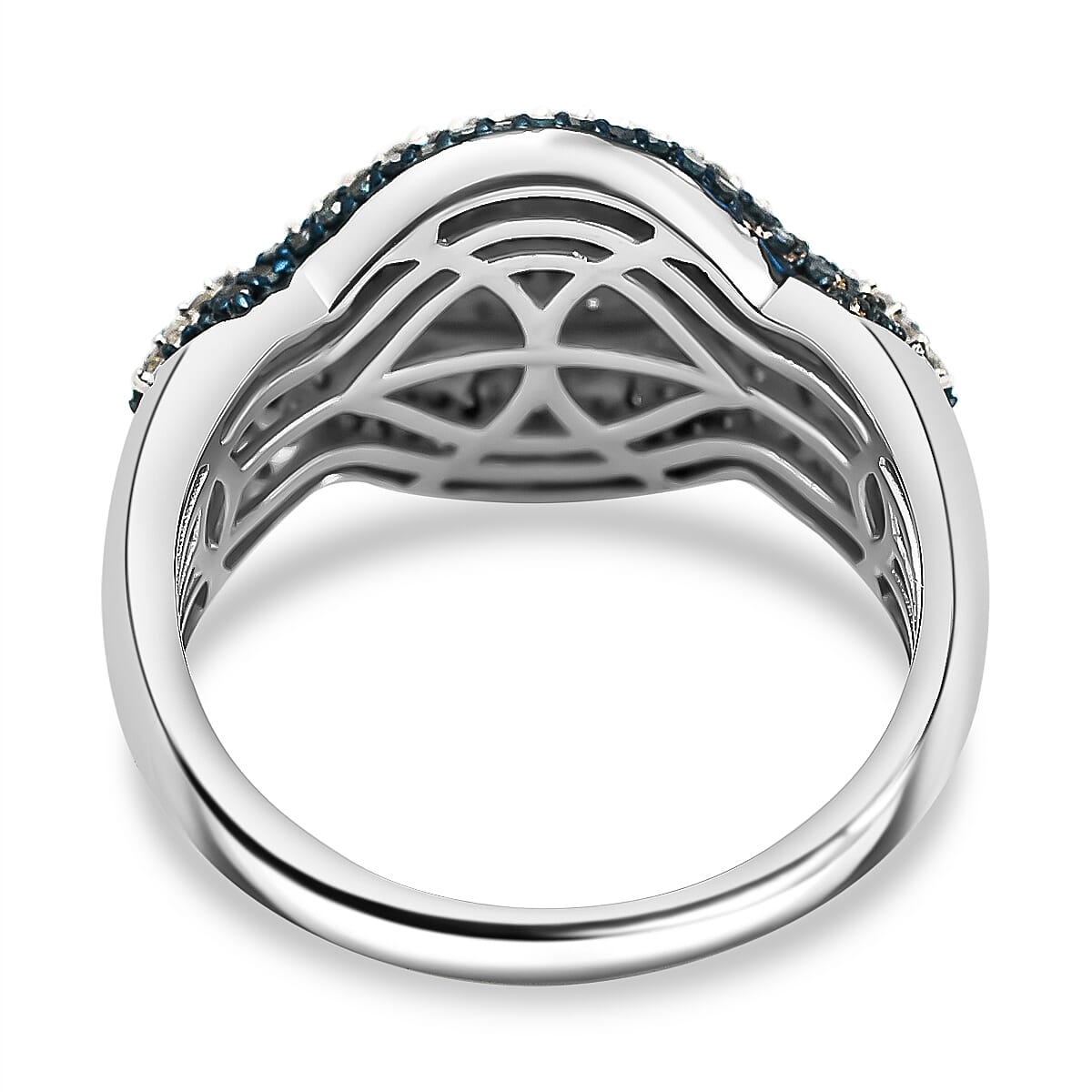 Red Carpet Collection - Blue and White Diamond Ring in Platinum Overlay Sterling Silver 1.00 Ct.