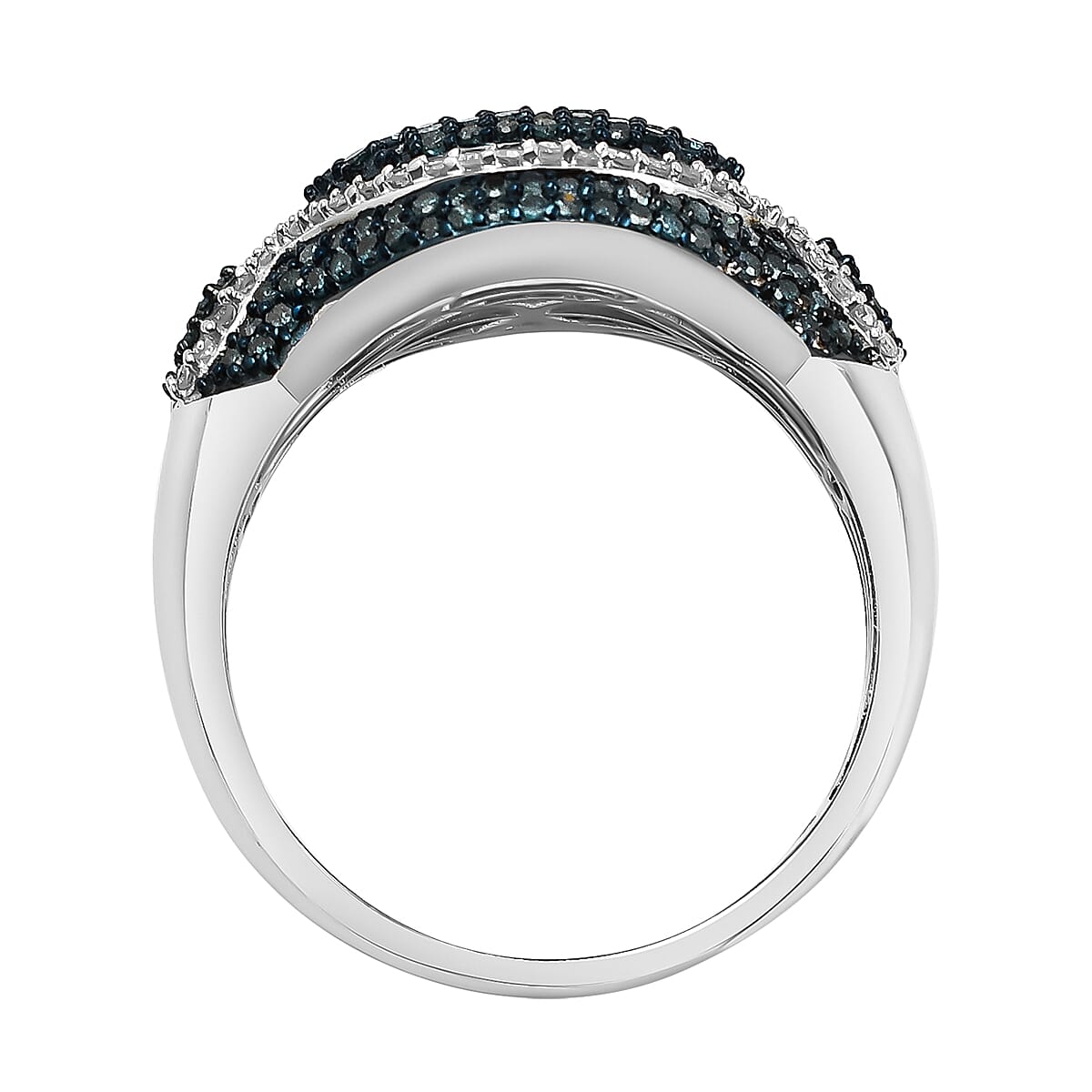 Red Carpet Collection - Blue and White Diamond Ring in Platinum Overlay Sterling Silver 1.00 Ct.